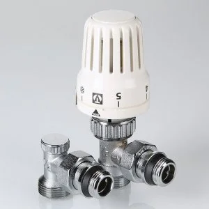 Комплект терморегулирующий угловой 1/2"x3/4" Евроконус VALTEC для подключения радиатора отопления