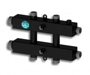 Универсальный распределительный коллектор Север КМ3 (3 контура) до 70 кВт, 1 1/4" x 1" для котла отопления и насосных групп, квадратный профиль