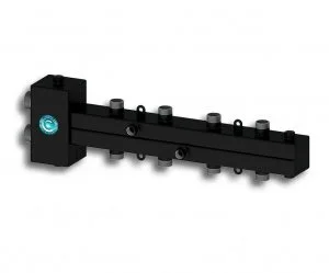 Распределительный коллектор с гидрострелкой Север Т4 (4 контура) до 50 кВт, 1 1/4" x 1" для котла отопления, насосных групп, квадратный профиль