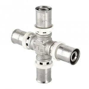 Крестовина 20 мм для труб из сшитого полиэтилена и металлопластиковых 20(2,0) VALTEC равнопроходная / Пресс-фитинг для соединения трубопровода