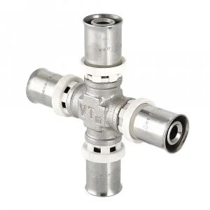 Крестовина 16 мм для труб из сшитого полиэтилена и металлопластиковых 16(2,0) VALTEC равнопроходная / Пресс-фитинг для соединения трубопровода