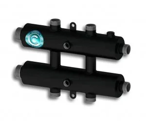 Универсальный распределительный коллектор Север R-КМ3 (3 контура) до 70 кВт, 1 1/4" x 1" для котла отопления и насосных групп, круглый профиль