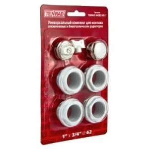 Монтажный комплект для радиаторов отопления 3/4" VALTEC без кронштейнов / Набор для монтажа батарей: футорки, кран Маевского и ключ