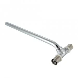 Пресс-тройник 16х15х16 мм с хром. трубкой 70 см радиаторный VALTEC / Пресс-фитинг латунный для подключения радиатора к металлопластиковым трубам