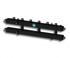 Универсальный распределительный коллектор Север КМ4 на 4 контура 1 1/4" x 1" до 70 кВт для котла отопления и насосных групп, квадратный профиль