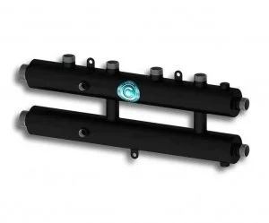 Универсальный распределительный коллектор Север R-КМ2+1 (3 контура) до 70 кВт, 1 1/4" x 1" для подключения котла и насосных групп, круглый профиль