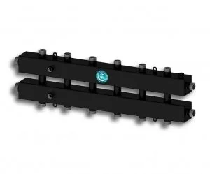 Универсальный распределительный коллектор Север КМ7 (7 контуров) до 70 кВт, 1 1/4" x 1" для котла отопления и насосных групп, квадратный профиль