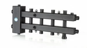 Распределительный коллектор с гидрострелкой Север М5 (5 контуров) до 70 кВт, 1 1/4" x 1" для котла отопления, насосных групп (квадратный профиль)