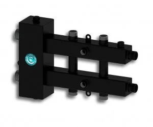 Распределительный коллектор с гидрострелкой Север М3 (3 контура) до 70 кВт, 1 1/4" x 1" для котла отопления, насосных групп, квадратный профиль