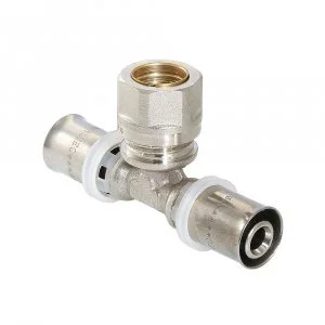 Пресс-тройник 20 х 15 мм (евроконус под обжим металлической трубы) VALTEC / Фитинг для труб из сшитого полиэтилена и металлопласта 20(2,0)