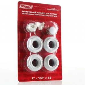 Монтажный комплект для радиаторов отопления 1/2" VALTEC без кронштейнов / Набор для монтажа батарей: футорки, кран Маевского и ключ