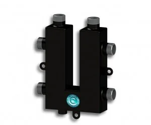 Распределительный коллектор кольцевой Север KLK2 (2 контура) до 50 кВт, 1" для обвязки котла отопления и насосных групп, квадратный профиль