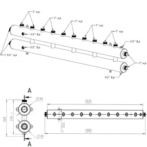 ᐉ Универсальный распределительный коллектор Север R-КМ6 (6 контуров) до 70 кВт, 1 1/4" x 1" для котла отопления и насосных групп, круглый профиль ✔️ фото | ⏩ Pro-Greem
