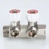 ᐉ Коллектор латунный 1" x 4 выхода 3/4" (евроконус) с регулирующими вентилями VALTEC / Распределительная гребенка на 4 контура для водоснабжения VTc.570.NE.0604 ✅ фото | VALTEC ⭐ Pro-Greem