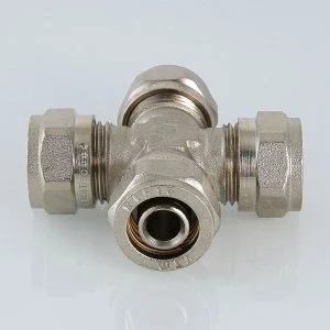 ᐉ Крестовина обжимная 16 мм для металлопластиковых труб 16(2,0) VALTEC равнопроходная / Латунный фитинг для соединения трубопровода из металлопластика ✔️ фото | ⏩ Pro-Greem