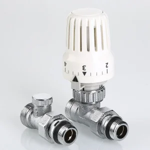 ᐉ Комплект терморегулирующий прямой 1/2"x3/4" VALTEC для подключения радиатора отопления: термоголовка, настроечный и термостатический клапаны ✔️ фото | ⏩ Pro-Greem