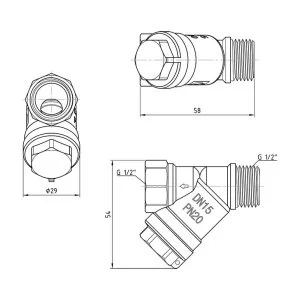 ᐉ Фильтр косой сетчатый 1/2" ВР-НР VALTEC с сеткой 500 мкм, латунный никелированный, 20 бар / Грязевик грубой очистки воды ДУ15 со сливной пробкой ✔️ фото | ⏩ Pro-Greem