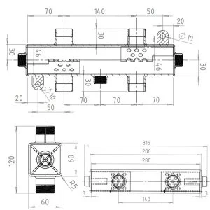 ᐉ Гидрострелка Север 60 1" нар.р. (50 кВт), квадратный профиль / Гидравлический разделитель для подключения котла и коллектора к системе отопления ✔️ фото | ⏩ Pro-Greem