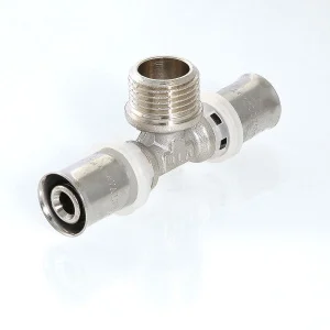 ᐉ Тройник 20 мм х 1/2" нар.р. х 20 мм для труб из сшитого полиэтилена и металлопластика 20(2,0) VALTEC / Пресс-фитинг под резьбовое соединение ✔️ фото | ⏩ Pro-Greem