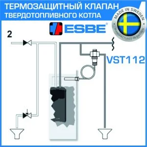 ᐉ Термический предохранительный клапан 3/4" ВР ESBE VST112 серии VST100 с капиллярной трубкой и гильзой / Устройство защиты ТТ котла до 100 кВт ✔️ фото | ⏩ Pro-Greem