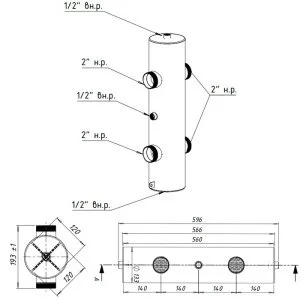 ᐉ Гидрострелка Север R-140 (140 кВт) 2" нар.р., круглый профиль / Гидравлический разделитель для подключения котла, распределительного коллектора ✔️ фото | ⏩ Pro-Greem