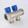ᐉ Коллектор с регул. вентилями 1"x 4 выхода 3/4" Евроконус VALTEC латунный, с красными и синими ручками / Распределительная гребенка для воды VTc.560.NE.060504 ✅ фото | VALTEC ⭐ Pro-Greem