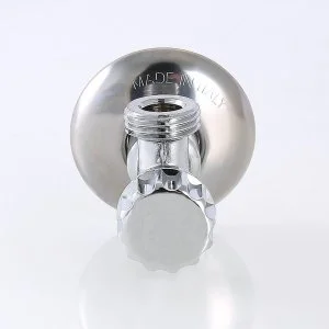 ᐉ Вентиль 1/2" х 3/8" нар.р. VALTEC угловой, с декоративной чашей / Латунный кран для подключения сантехники, стиральной машины с гибкой подводкой ✔️ фото | ⏩ Pro-Greem