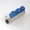ᐉ Коллектор с регул. вентилями 1"x 2 выхода 1/2" нар.р. VALTEC латунный с красными и синими ручками / Распределительная гребенка для воды, отопления VTc.560.N.0602 ✅ фото | VALTEC ⭐ Pro-Greem