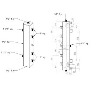 ᐉ Гидрострелка Север 100К2 (100 кВт, 2 контура) 1 1/2"x1" нар.р., квадратный профиль / Гидравлический разделитель для котла, коллектора отопления ✔️ фото | ⏩ Pro-Greem