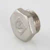ᐉ Пробка резьбовая на трубу 1/2" нар.р. VALTEC, латунная / Никелированная заглушка с наружной резьбой для проходного коллектора, трубы ДУ 15 VTr.583.N.0004 ✅ фото | VALTEC ⭐ Pro-Greem