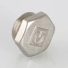 ᐉ Пробка резьбовая на трубу 1/2" нар.р. VALTEC, латунная / Никелированная заглушка с наружной резьбой для проходного коллектора, трубы ДУ 15 VTr.583.N.0004 ✅ фото | VALTEC ⭐ Pro-Greem
