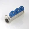 ᐉ Коллектор с регул. вентилями 1"x 3 выхода 1/2" нар.р. VALTEC латунный с красными и синими ручками / Распределительная гребенка для воды, отопления VTc.560.N.0603 ✅ фото | VALTEC ⭐ Pro-Greem