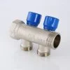 ᐉ Коллектор с регул. вентилями 1"x 3 выхода 3/4" Евроконус VALTEC латунный с красными и синими ручками / Распределительная гребенка для воды, отопления VTc.560.NE.060503 ✅ фото | VALTEC ⭐ Pro-Greem