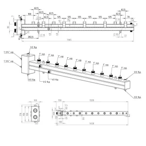 ᐉ Распределительный коллектор с гидрострелкой Север Т5 (5 контуров) до 50 кВт, 1 1/4" x 1" для котла отопления и насосных групп, квадратный профиль ✔️ фото | ⏩ Pro-Greem