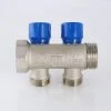 ᐉ Коллектор с регул. вентилями 1"x 4 выхода 3/4" Евроконус VALTEC латунный, с красными и синими ручками / Распределительная гребенка для воды VTc.560.NE.060504 ✅ фото | VALTEC ⭐ Pro-Greem