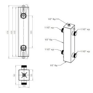 ᐉ Гидрострелка Север 100 (100 кВт) 1 1/2" нар.р., квадратный профиль / Гидравлический разделитель для подключения котла, коллектора системы отопления ✔️ фото | ⏩ Pro-Greem