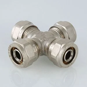 ᐉ Крестовина обжимная 16 мм для металлопластиковых труб 16(2,0) VALTEC равнопроходная / Латунный фитинг для соединения трубопровода из металлопластика ✔️ фото | ⏩ Pro-Greem