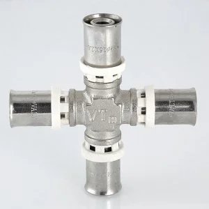 ᐉ Крестовина 20х16х20х16 мм VALTEC для металлопластиковых и пластиковых труб 16(2,0), 20(2,0) / Пресс-фитинг для соединения труб из сшитого полиэтилена ✔️ фото | ⏩ Pro-Greem