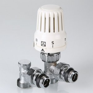 Комплект терморегулирующий угловой 1/2"x3/4" Евроконус VALTEC для подключения радиатора отопления