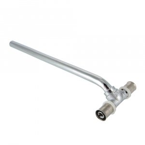 Пресс-тройник 16х15х16 мм с хром. трубкой 70 см радиаторный VALTEC / Пресс-фитинг латунный для подключения радиатора к металлопластиковым трубам