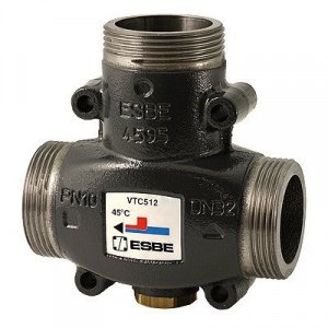 ESBE VTC512 (51022100) 55C, DN32, Kvs 14, 1-1/2" нар.р. - Антиконденсатный термостатический смесительный клапан трехходовой ДУ 32 для ТТ котлов
