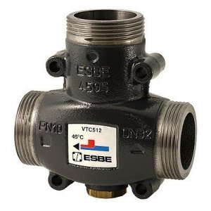 ESBE VTC512 (51022000) 50C, DN32, Kvs 14, 1-1/2" нар.р. - Антиконденсатный термостатический смесительный клапан трехходовой ДУ 32 для ТТ котлов
