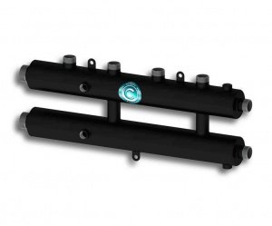 Универсальный распределительный коллектор Север R-КМ2+1 (3 контура) до 70 кВт, 1 1/4" x 1" для подключения котла и насосных групп, круглый профиль