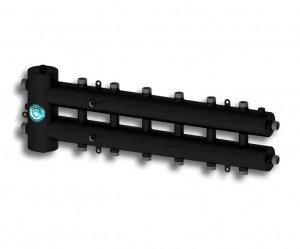 Распределительный коллектор с гидрострелкой Север R-М7 (7 контуров) до 70 кВт, 1 1/4" x 1" для котла отопления и насосных групп, круглый профиль