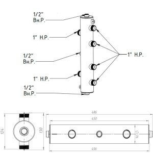ᐉ Гидрострелка Север R-60К2 (70 кВт, 2 контура) 1" нар.р., круглый профиль / Гидравлический разделитель для котла и коллектора системы отопления ✔️ фото | ⏩ Pro-Greem