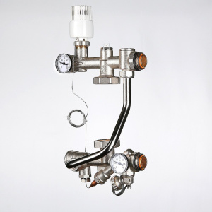 ᐉ Насосно-смесительный узел с термоголовкой VALTEC TECHNOMIX без насоса (монтажная длина 130 мм) / Модуль для подключения к коллектору теплого пола ✔️ фото | ⏩ Pro-Greem