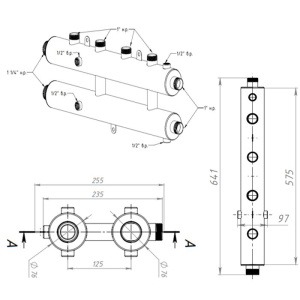 ᐉ Универсальный распределительный коллектор Север R-КМ2+1 (3 контура) до 70 кВт, 1 1/4" x 1" для подключения котла и насосных групп, круглый профиль ✔️ фото | ⏩ Pro-Greem