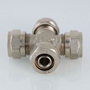 ᐉ Крестовина обжимная 16 мм для металлопластиковых труб 16(2,0) VALTEC равнопроходная / Латунный фитинг для соединения трубопровода из металлопластика ✔️ фото | ⏩ Pro-Greem