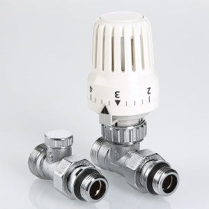 ᐉ Комплект терморегулирующий прямой 1/2"x3/4" VALTEC для подключения радиатора отопления: термоголовка, настроечный и термостатический клапаны ✔️ фото | ⏩ Pro-Greem