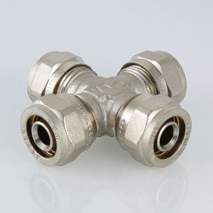 ᐉ Крестовина обжимная 16 мм для металлопластиковых труб 16(2,0) VALTEC равнопроходная / Латунный фитинг для соединения трубопровода из металлопластика ✔️ фото | ⏩ Pro-Greem